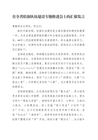 在全省检察队伍建设专题推进会上的汇报发言