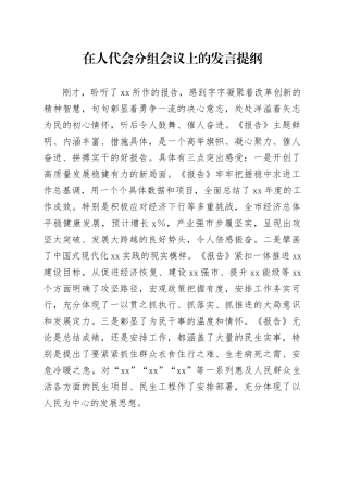 在人代会分组会议上的发言提纲