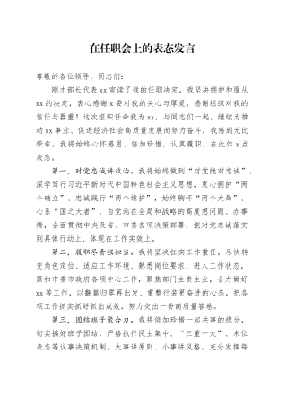 在任职会上的表态发言