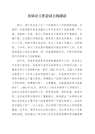 在审计工作会议上的讲话（2）