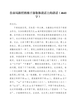 在市局新任科级干部集体谈话上的讲话（4641字）
