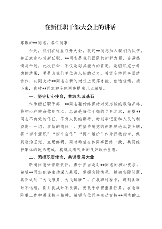 在新任职干部大会上的讲话（2）