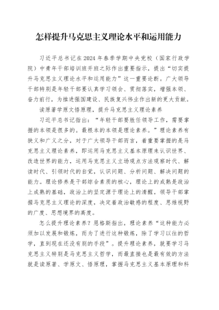 怎样提升马克思主义理论水平和运用能力
