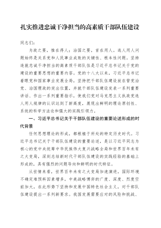 扎实推进忠诚干净担当的高素质干部队伍建设