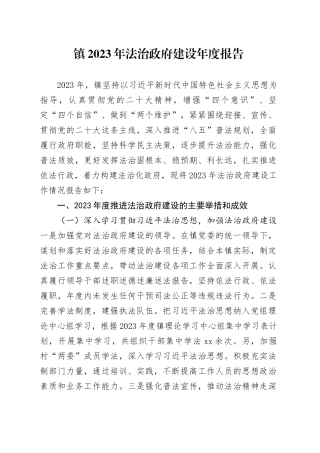 镇2023年法治政府建设年度报告