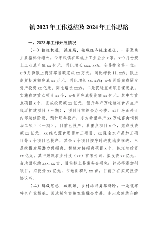 镇2023年工作总结及2024年工作思路（20240119）(1)