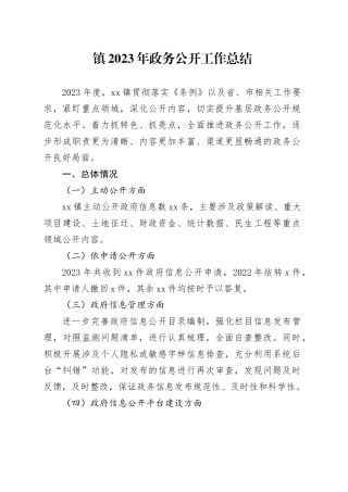 镇2023年政务公开工作总结（20240123）