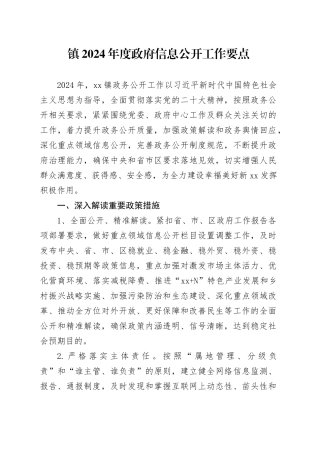 镇2024年度政府信息公开工作要点（20240423）