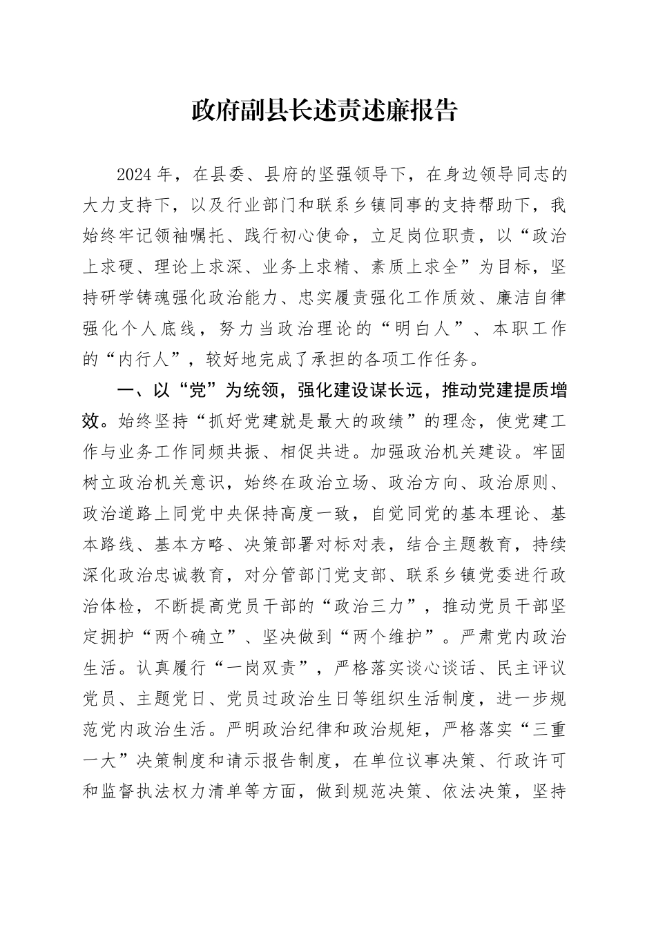 政府副县长述责述廉报告_第1页