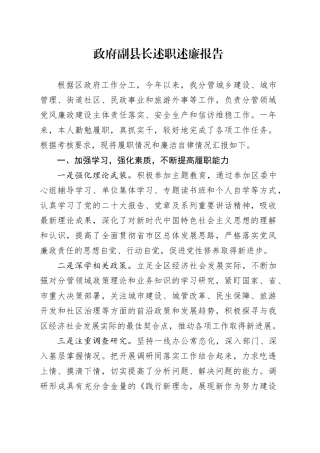 政府副县长述职述廉报告