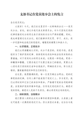 支部书记在党员处分会上的发言