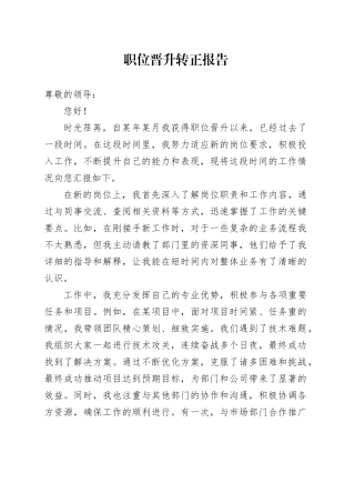 职位晋升转正报告