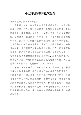 中层干部任职表态发言
