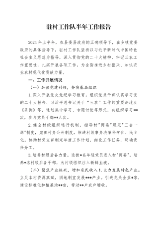 驻村工作队半年工作报告