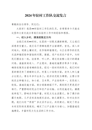 驻村工作队交流发言