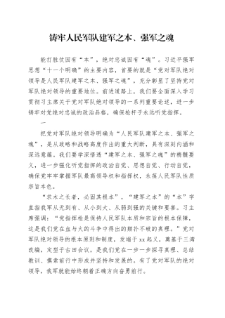 铸牢人民军队建军之本、强军之魂