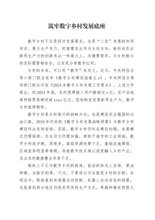 筑牢数字乡村发展底座