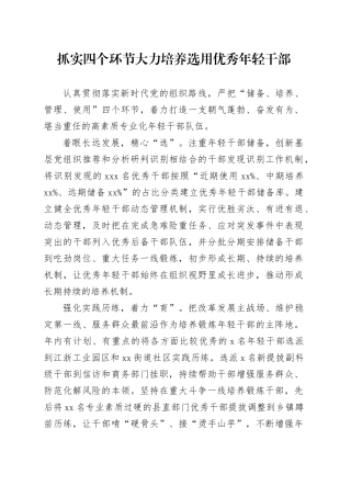 抓实四个环节+大力培养选用优秀年轻干部
