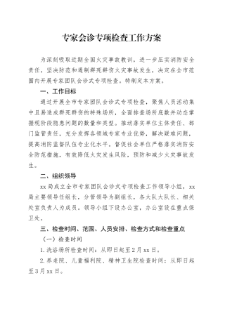 专家会诊专项检查工作方案
