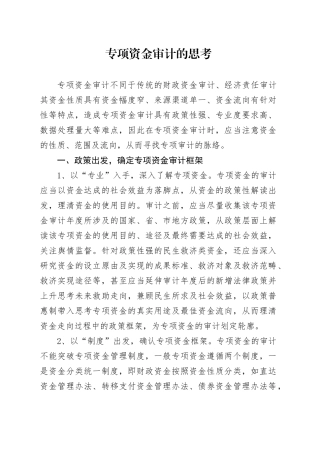 专项资金审计的思考