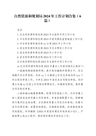 自然资源和规划局2024年工作计划合集（6篇）