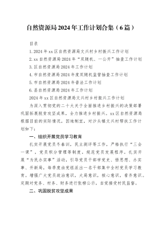 自然资源局2024年工作计划合集（6篇）