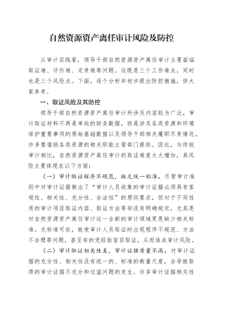 自然资源资产离任审计风险及防控