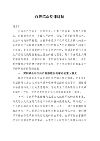自我革命党课讲稿20240828