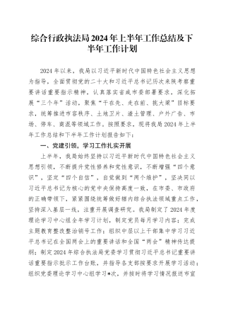 综合行政执法局2024年上半年工作总结2