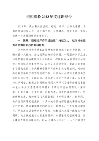 组织部长2023年度述职报告