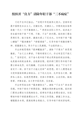 组织开“良方”清除年轻干部“三不病症”