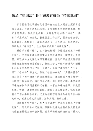 做足“精细活”让主题教育成果“持续巩固”