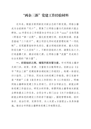 “两企三新”党建工作经验材料20241129