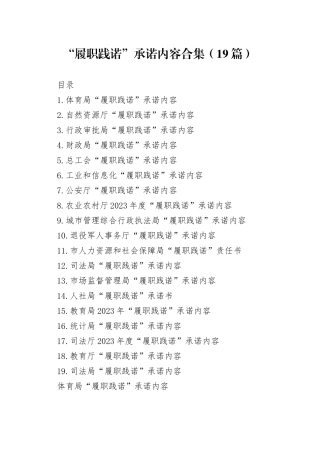 “履职践诺”承诺内容合集（19篇）