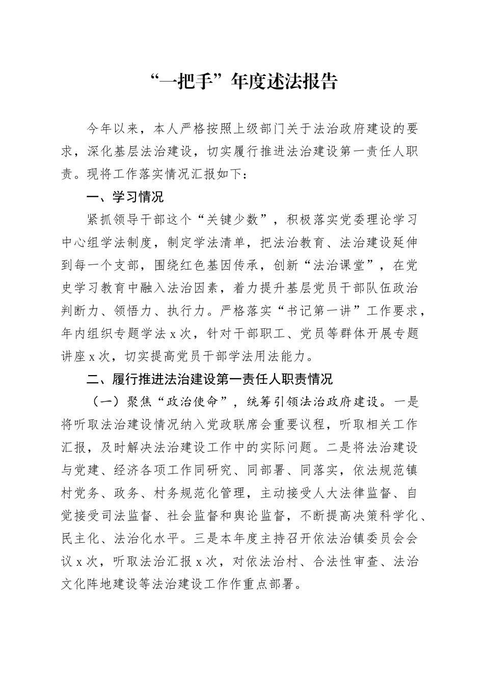 “一把手”年度述法报告_第1页