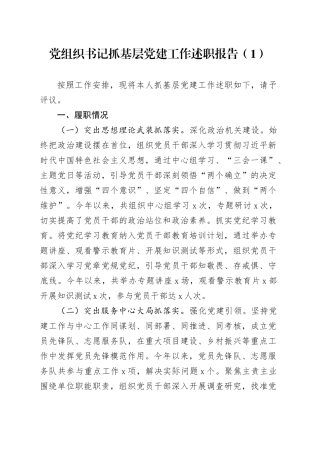 【3篇】党组织书记抓基层党建工作述职报告20250226