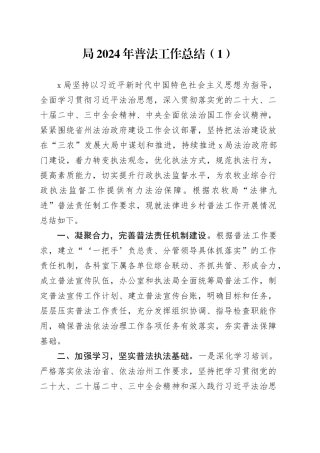 4篇2024年普法工作报告局乡镇街道总结汇报20241218
