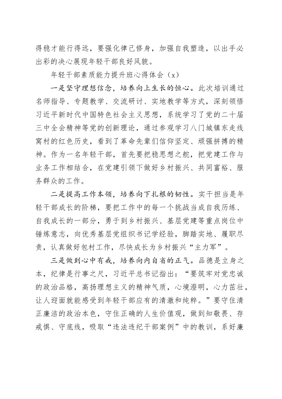 5篇年轻干部素质能力提升班心得体会青年培训研讨发言材料20241225_第2页