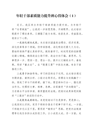 5篇年轻干部素质能力提升班心得体会青年培训研讨发言材料20241225