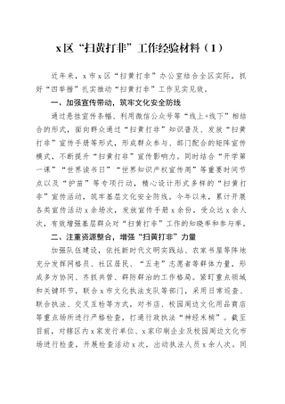 10篇扫黄打非工作经验材料总结汇报报告20241113