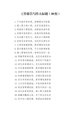 30组工作报告写作大标题20250115