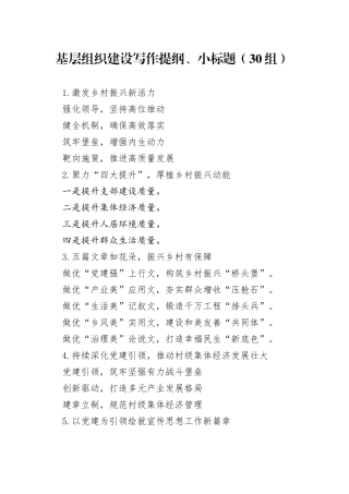 30组基层组织建设写作提纲小标题20241127