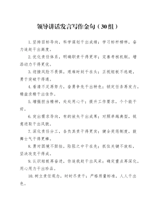 30组领导讲话发言写作金句20241204
