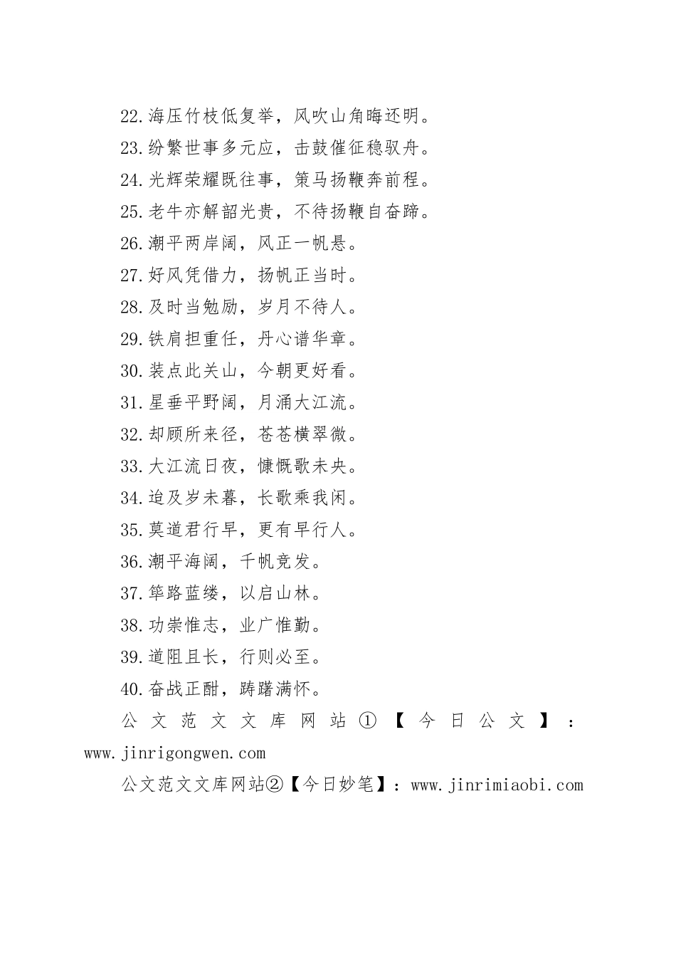 40组工作总结结尾诗词金句20241227_第2页