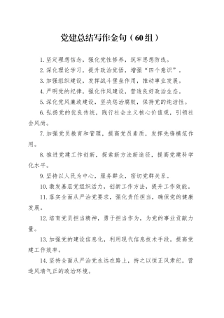 60组党建总结写作金句20241129