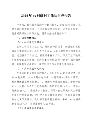 2024年村驻村工作队自查报告