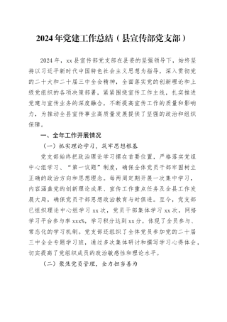 2024年党建工作总结（县宣传部党支部）