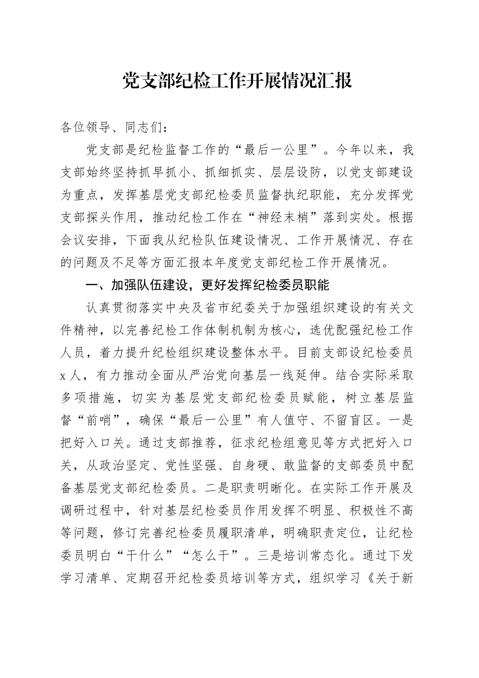 2024年党支部纪检工作开展情况总结汇报4100字_第1页