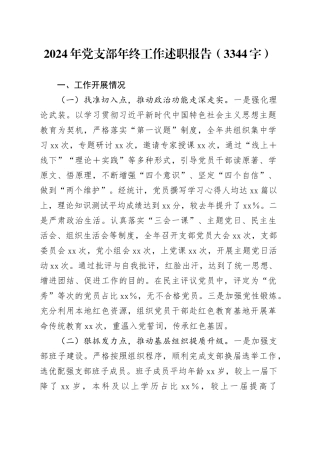 2024年党支部年终工作述职报告（3344字）