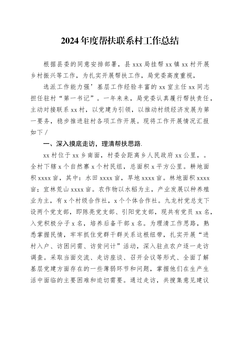 2024年度帮扶联系村工作总结_第1页
